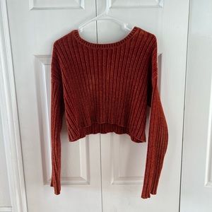 Burnt Orange Chenille Cropped Sweater
